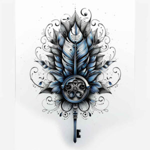 feather-charm – tattoo design ideas free ai generated – symbolic – for-chest – Gallery: feathers-inkby-ai