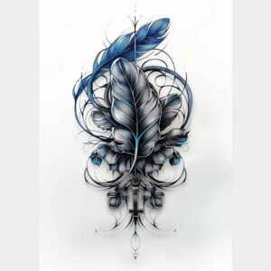 feather-detailed-tattoo – tattoo design ideas free ai generated – bare – for-thigh – Gallery: feathers-inkby-ai