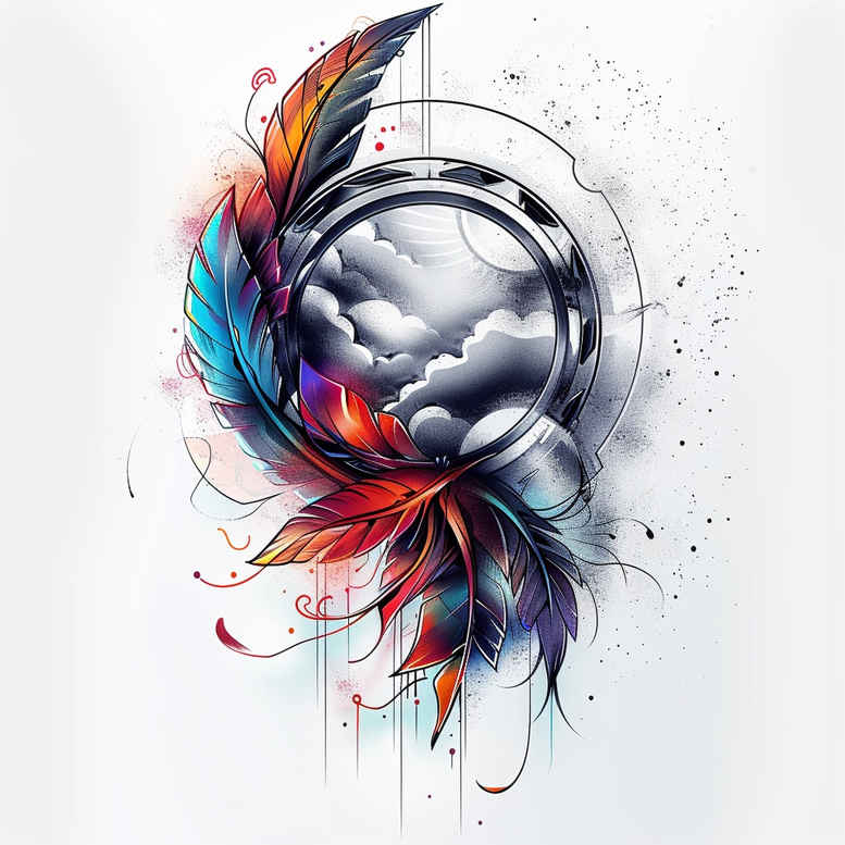 feather-detailed-tattoo – tattoo design ideas free ai generated – iconic – for-lower-leg – Gallery: feathers-inkby-ai