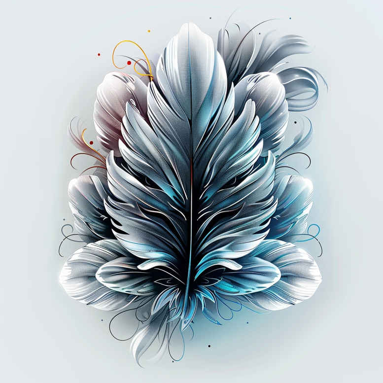 feather-drawing – tattoo design ideas free ai generated – no-shading – for-lower-leg – Gallery: feathers-inkby-ai