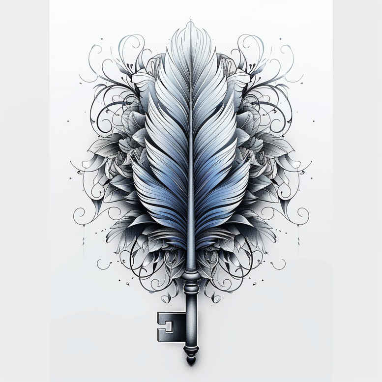 feather-glow – tattoo design ideas free ai generated – clean-shape – for-triceps – Gallery: feathers-inkby-ai