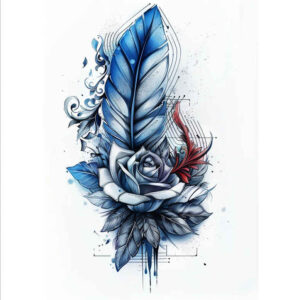 feather-in-flight – tattoo design ideas free ai generated – pinprick – for-upper-back – Gallery: feathers-inkby-ai