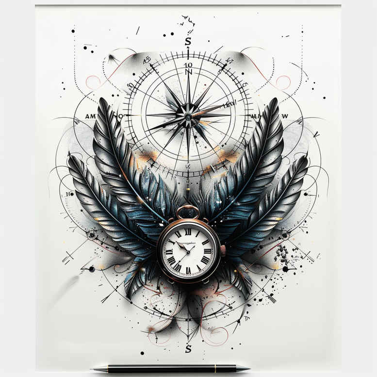 feather-outline – tattoo design ideas free ai generated – short-stroke – for-side – Gallery: feathers-inkby-ai