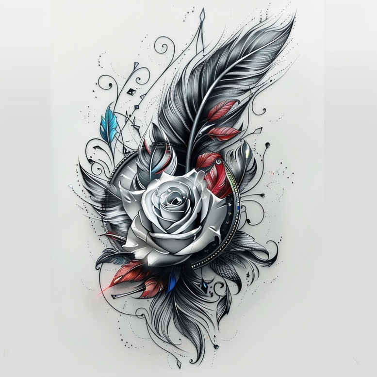 feather-outline – tattoo design ideas free ai generated – subtle – for-shin – Gallery: feathers-inkby-ai