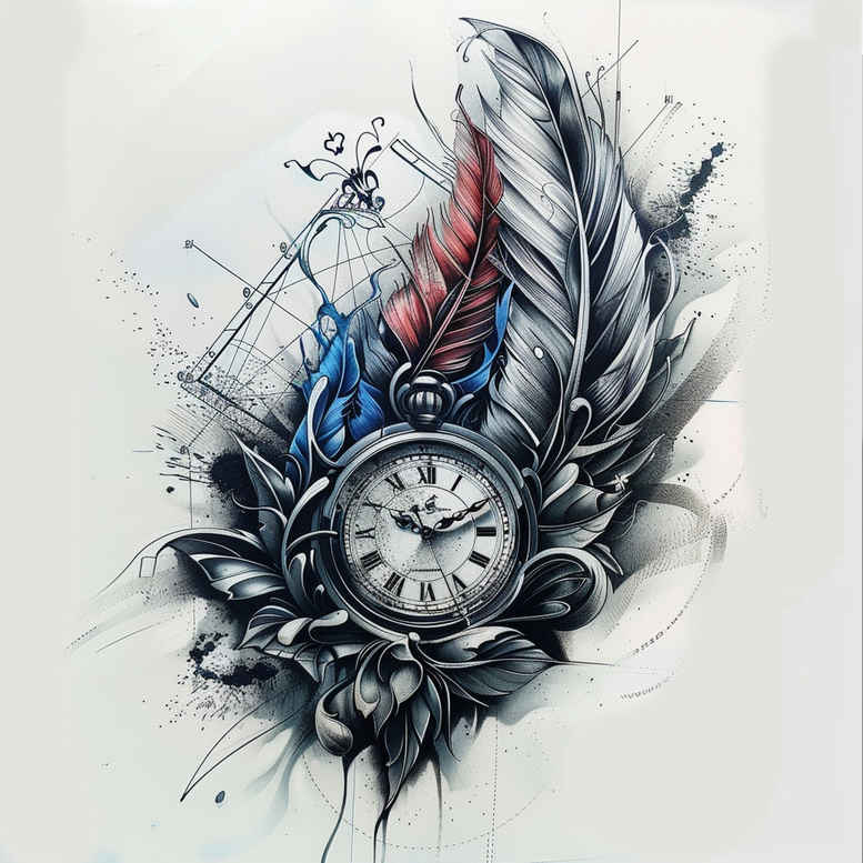 feather-pattern – tattoo design ideas free ai generated – minimalist-script – for-shoulder – Gallery: feathers-inkby-ai