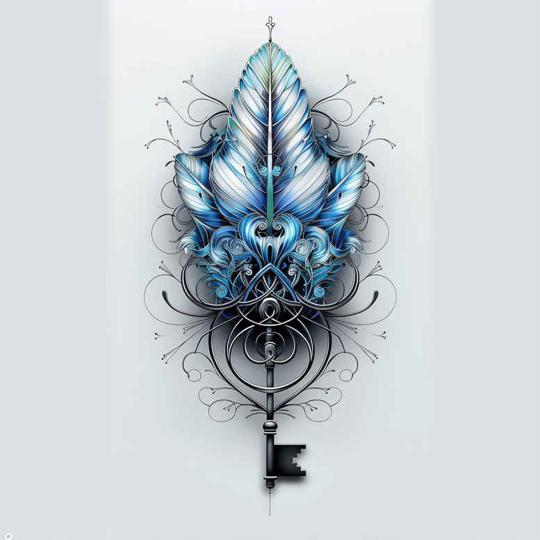 feather-pattern – tattoo design ideas free ai generated – whisper-line – for-behind-ear – Gallery: feathers-inkby-ai