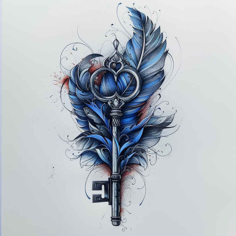 feather-sketch – tattoo design ideas free ai generated – pure-design – for-collarbone – Gallery: feathers-inkby-ai
