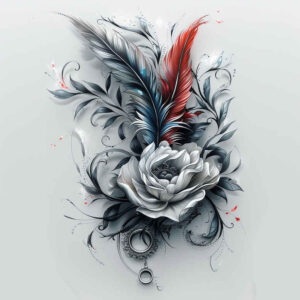 feather-sketch – tattoo design ideas free ai generated – simple-dot – for-heel – Gallery: feathers-inkby-ai