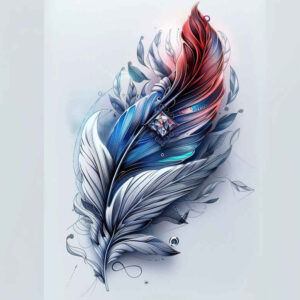 feather-talisman – tattoo design ideas free ai generated – no-fill – for-sternum – Gallery: feathers-inkby-ai