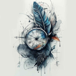 feather-with-ornament-unembellished-for-lower-thigh – tattoo design ideas free ai generated – Gallery: feathers-inkby-ai