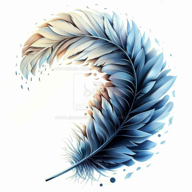 feather-with-leaves – tattoo design ideas free ai generated – pinprick – for-biceps – Gallery: feathers-inkby-ai