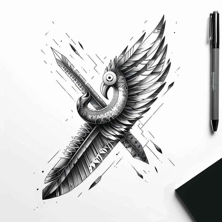 feather-with-mist – tattoo design ideas free ai generated – diminutive – for-foot – Gallery: feathers-inkby-ai