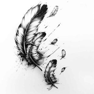 feather-with-ornament – tattoo design ideas free ai generated – no-shading – for-lower-arm – Gallery: feathers-inkby-ai