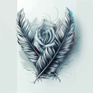 feather-with-texture – tattoo design ideas free ai generated – mini-geometry – for-side-torso – Gallery: feathers-inkby-ai