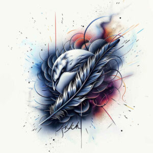geometric-feather – tattoo design ideas free ai generated – discreet – for-elbow – Gallery: feathers-inkby-ai