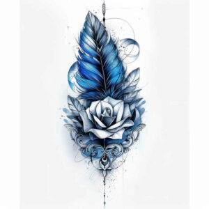 geometric-feather – tattoo design ideas free ai generated – negative-space – for-outer-arm – Gallery: feathers-inkby-ai