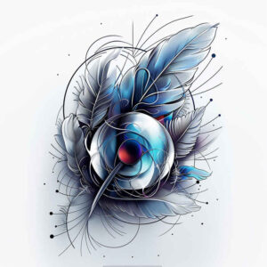 geometric-feather – tattoo design ideas free ai generated – thin-line – for-upper-back – Gallery: feathers-inkby-ai
