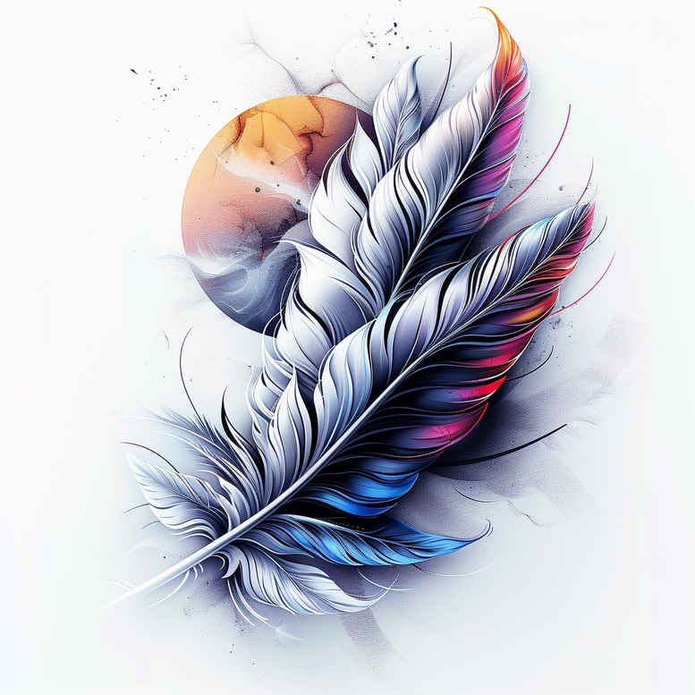 feathers tattoo design ideas dotwork curved determination and power