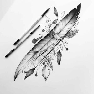 feathers tattoo design ideas clean shape flowing for biceps