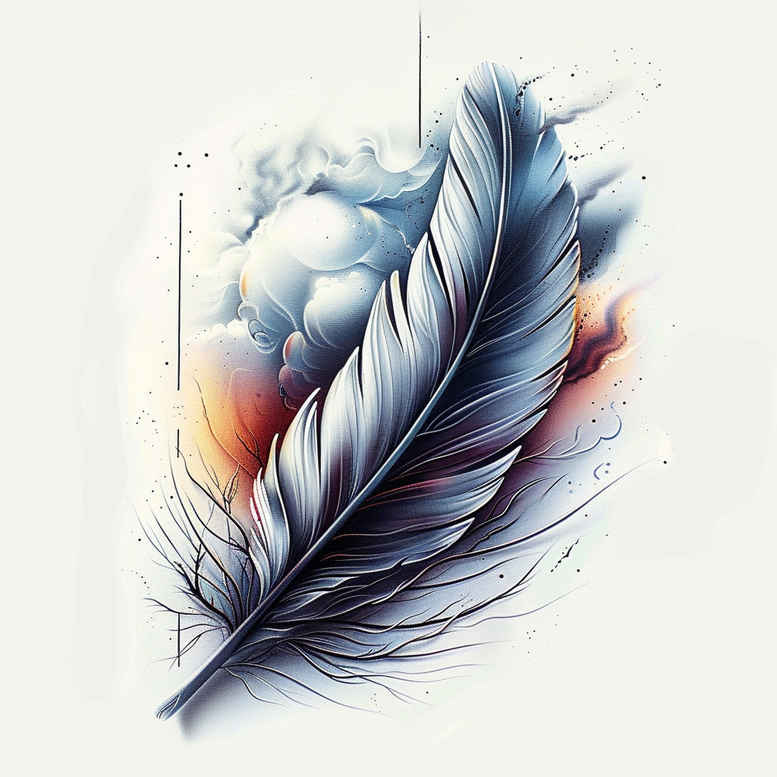 feathers tattoo design ideas pure shape flowing lines for behind ear