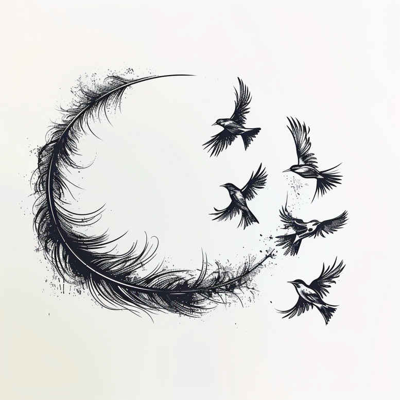 feathers tattoo design ideas thin line graceful symbol of courage
