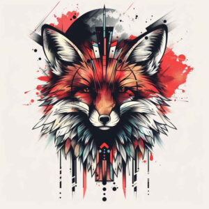 geometric-fox-surrealism-whimsical-for-calf – tattoo design ideas free ai generated – Gallery: foxes-inkby-ai
