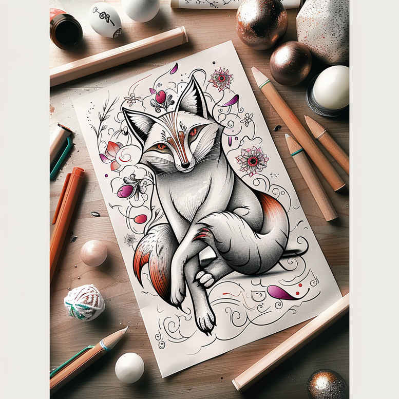 geometric-fox-realism-seamless-blend-for-side – tattoo design ideas free ai generated – Gallery: foxes-inkby-ai