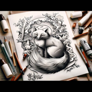 fox-with-frill-surrealism-blurred-edges-for-chest – tattoo design ideas free ai generated – Gallery: foxes-inkby-ai