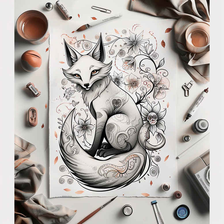 fox-guardian-realism-light-play-for-ankle – tattoo design ideas free ai generated – Gallery: foxes-inkby-ai