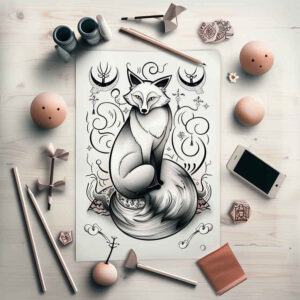fox-with-detail-neotraditional-ornamental-for-biceps – tattoo design ideas free ai generated – Gallery: foxes-inkby-ai