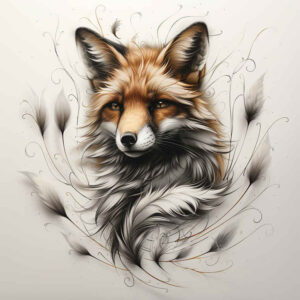 fox-with-tail-neotraditional-clean-lines-for-knee – tattoo design ideas free ai generated – Gallery: foxes-inkby-ai