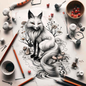 fox-native-tattoo-neotraditional-detailed-linework-for-shin – tattoo design ideas free ai generated – Gallery: foxes-inkby-ai