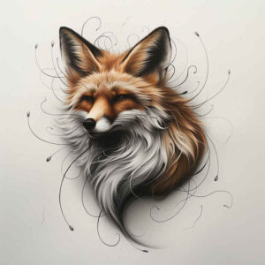 fox-with-line-surrealism-floating-elements-for-spine – tattoo design ideas free ai generated – Gallery: foxes-inkby-ai