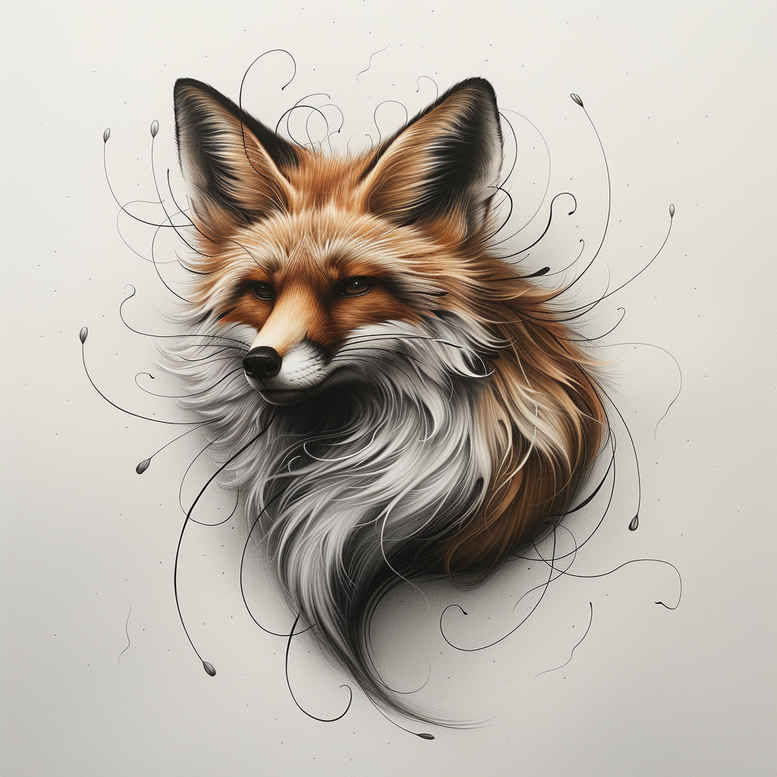 foxes tattoo design ideas Surrealism mystical animated embodying perseverance