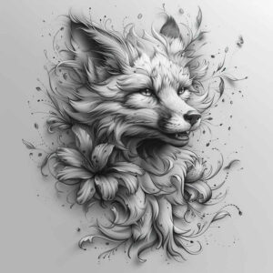 foxes tattoo design ideas contrasting colors detailed facial features symbolising endurance