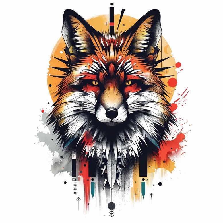 foxes tattoo design ideas Surrealism dreamlike detailed shading symbolising endurance