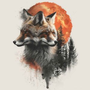 foxes tattoo design ideas Realism studio quality flowing tail strength and power