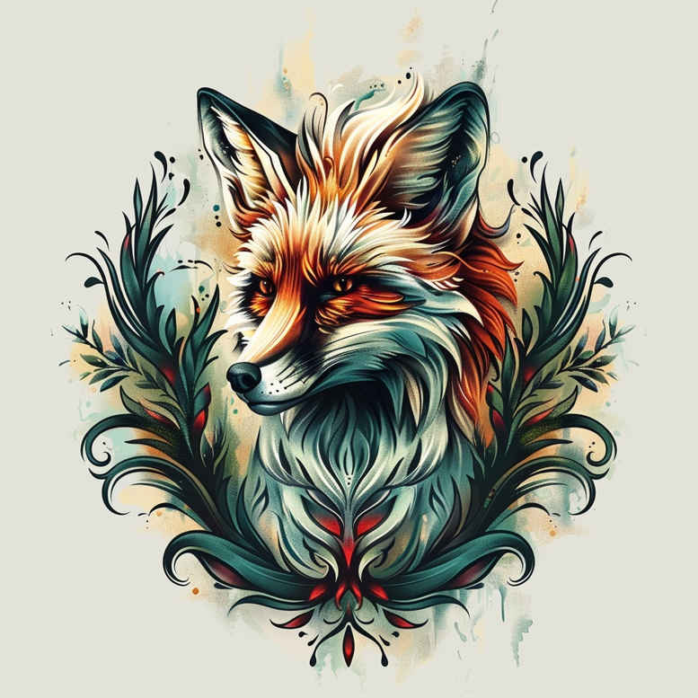 foxes tattoo design ideas Surrealism fragmentation sharp ears for full back