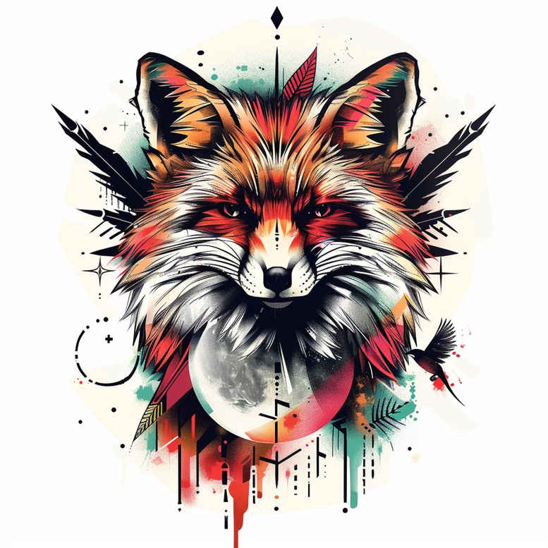 foxes tattoo design ideas saturated hues sharp features embodying strength