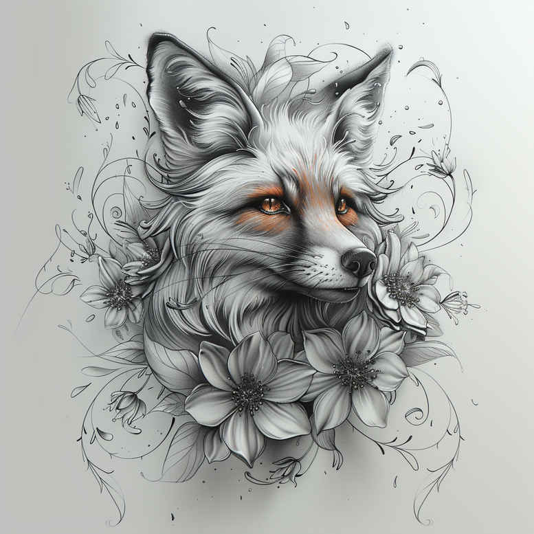foxes tattoo design ideas 3D-rendered sleek for lower leg