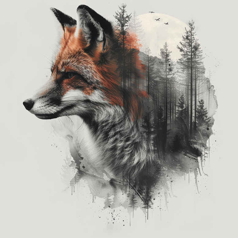 foxes tattoo design ideas Surrealism hallucinogenic swift for lower arm