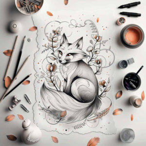foxes tattoo design ideas Realism hyper-realistic watchful embodying strength