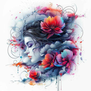 delicacy-and-grace – tattoo design ideas free ai generated – neotraditional-enhanced-shading – for-scapula – Gallery: geisha-inkby-ai