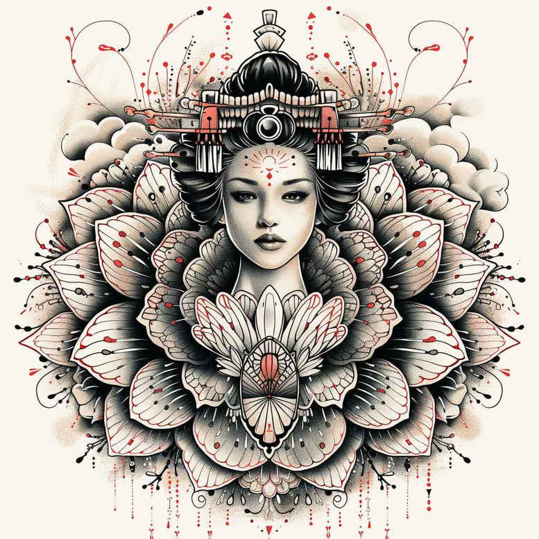 delicacy-and-grace – tattoo design ideas free ai generated – realism-detailed-rendering – for-toe – Gallery: geisha-inkby-ai