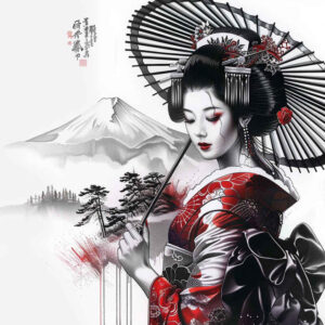 delicacy-and-grace – tattoo design ideas free ai generated – realism-refined-contrast – for-stomach – Gallery: geisha-inkby-ai