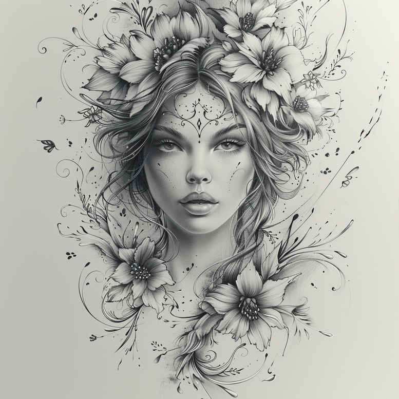 elegant-geisha – tattoo design ideas free ai generated – neotraditional-bold-outline – for-biceps – Gallery: geisha-inkby-ai