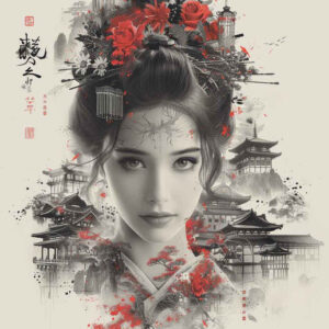 feminine-figure – tattoo design ideas free ai generated – neotraditional-refined-color-palette – for-knee – Gallery: geisha-inkby-ai