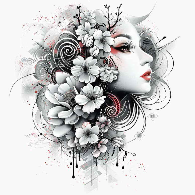 for-women – tattoo design ideas free ai generated – realism-gradient-tones – for-forearm – Gallery: geisha-inkby-ai