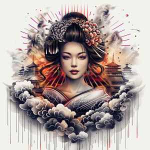 geisha-charm – tattoo design ideas free ai generated – neotraditional-subtle-tone – for-scapula – Gallery: geisha-inkby-ai