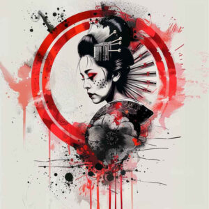 geisha-detailed-tattoo – tattoo design ideas free ai generated – surrealism-ethereal-glow – for-shin – Gallery: geisha-inkby-ai